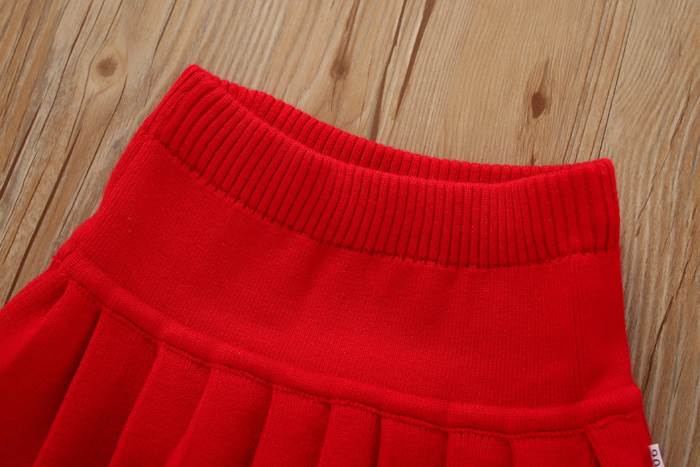 Pull pour filles, ensemble deux pièces en tricot cerise brodé à grand col, Style occidental, nouvelle collection automne/hiver 2023_voghion.com