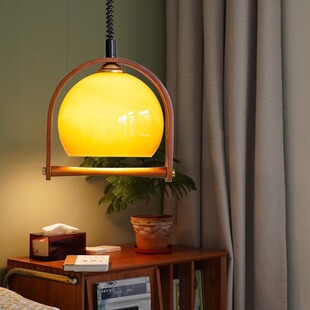 Middle Ages Glass Chandelier Retractable Dining Room Japanese Style Solid Wood-Quiet Style Retro Island Table Dining Table Dining Room Lamp Bar Table Lamp