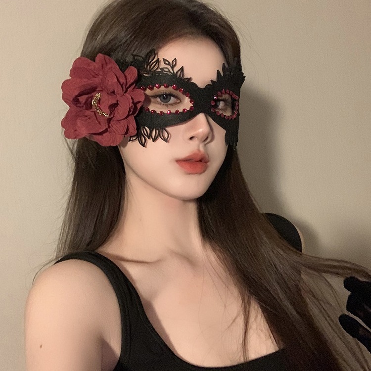 Black Flower Mask Mask Ball Dress-up Props Party Annual Meeting Half Face Mask Eye Mask Makeup Night Mask