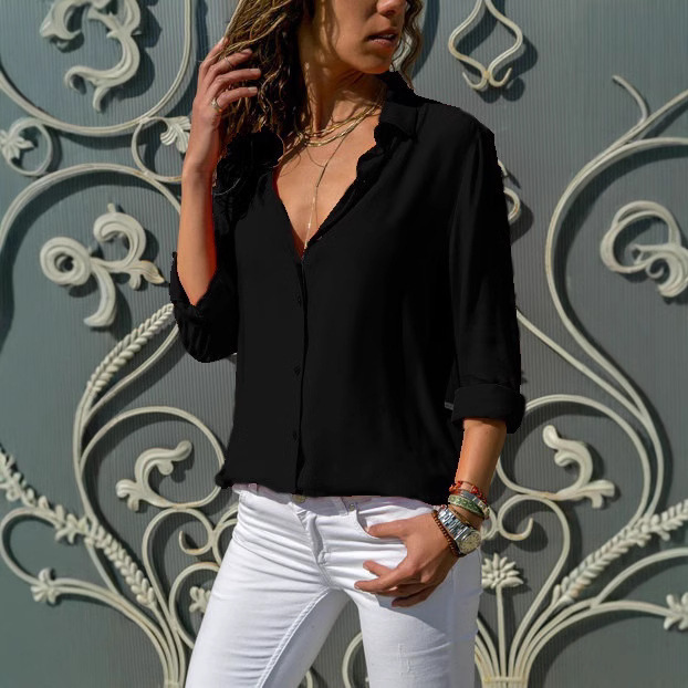 2025 New In-Stock Cross-Border Custom Solid Color Top, Elegant Long-Sleeve Single-Breasted Cardigan Shirt for Women, Suitable for Spring and Autumn 2025 New In-Stock Cross-Border Custom Solid Color Top, Elegant Long-Sleeve Single-Breasted Cardigan Shirt for Women, Suitable for Spring and Autumn