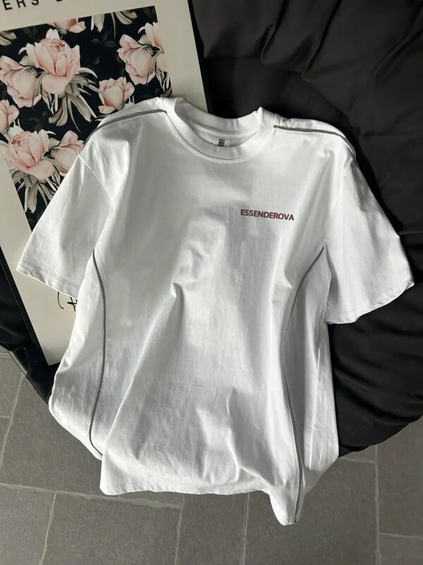 Korean Style Ins Trendy Brand Letter Printed Short-Sleeved T-Shirt for Women 2025 Summer Loose and Cute Student Versatile Round Neck Top