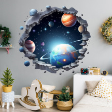 爱客DD3646跨境创意宇宙太空星球墙贴客厅橱柜背景墙壁纸自粘贴纸