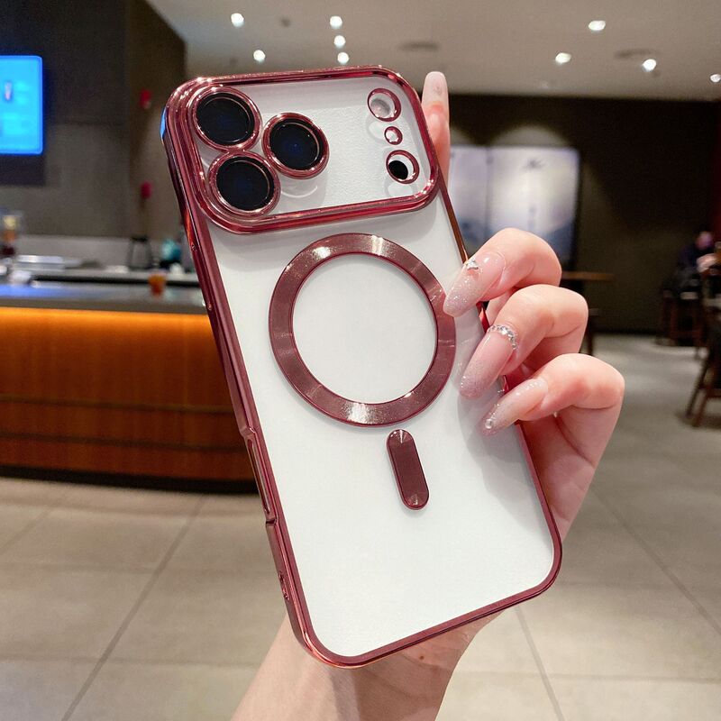 适用iPhone17PROMAX手机壳透明电镀磁吸苹果16全包镜头防摔保护套|undefined