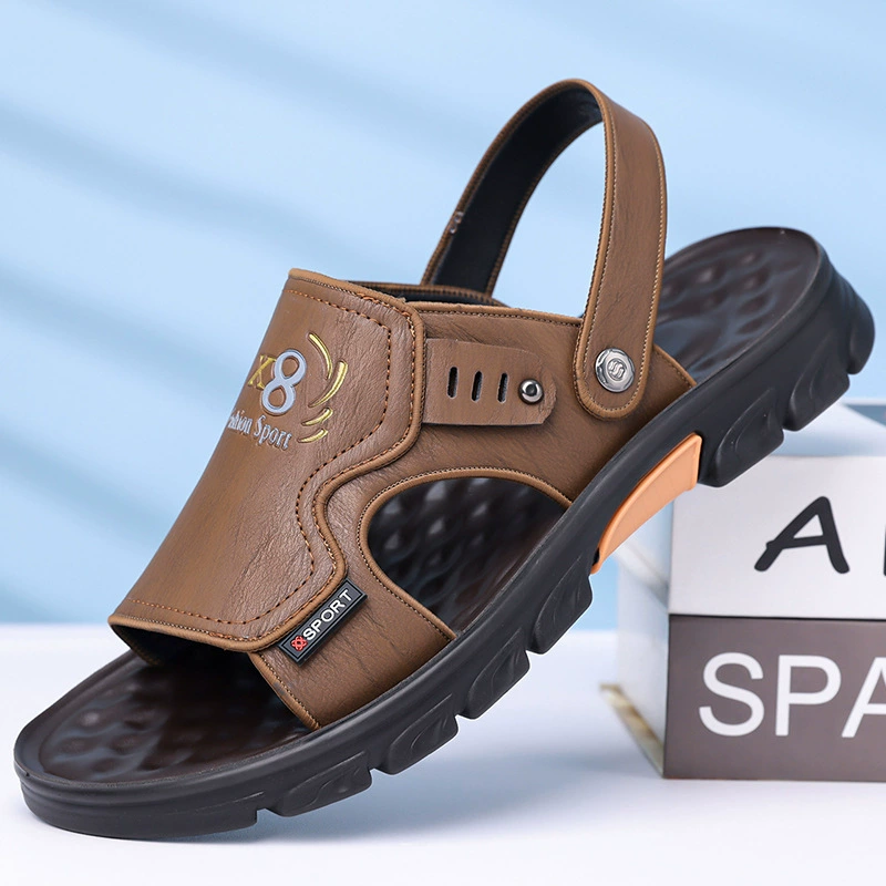 2025 пляжные сандалии мужские летние водонепроницаемые сандалии мягкие подошвы мужские сандалии среднего возраста сандалии двойного назначения 02208