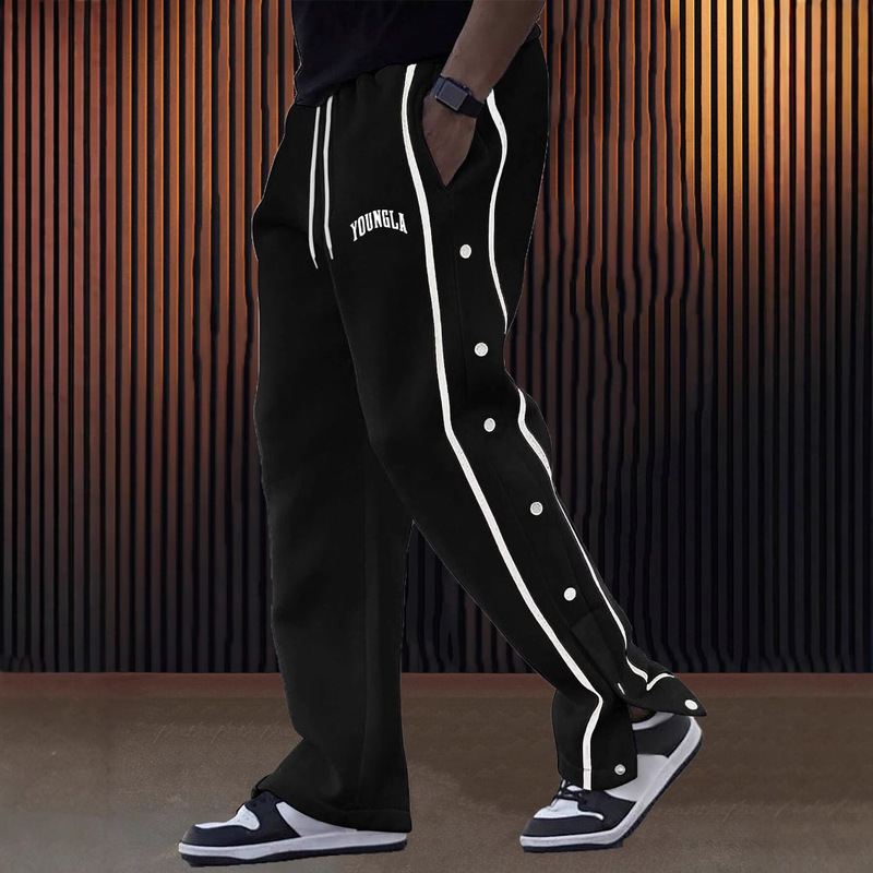 YOUNGLA Men's Sports Pants New Style Buckle Casual Pants Jogger Outdoor Running Basketball Training Trousers