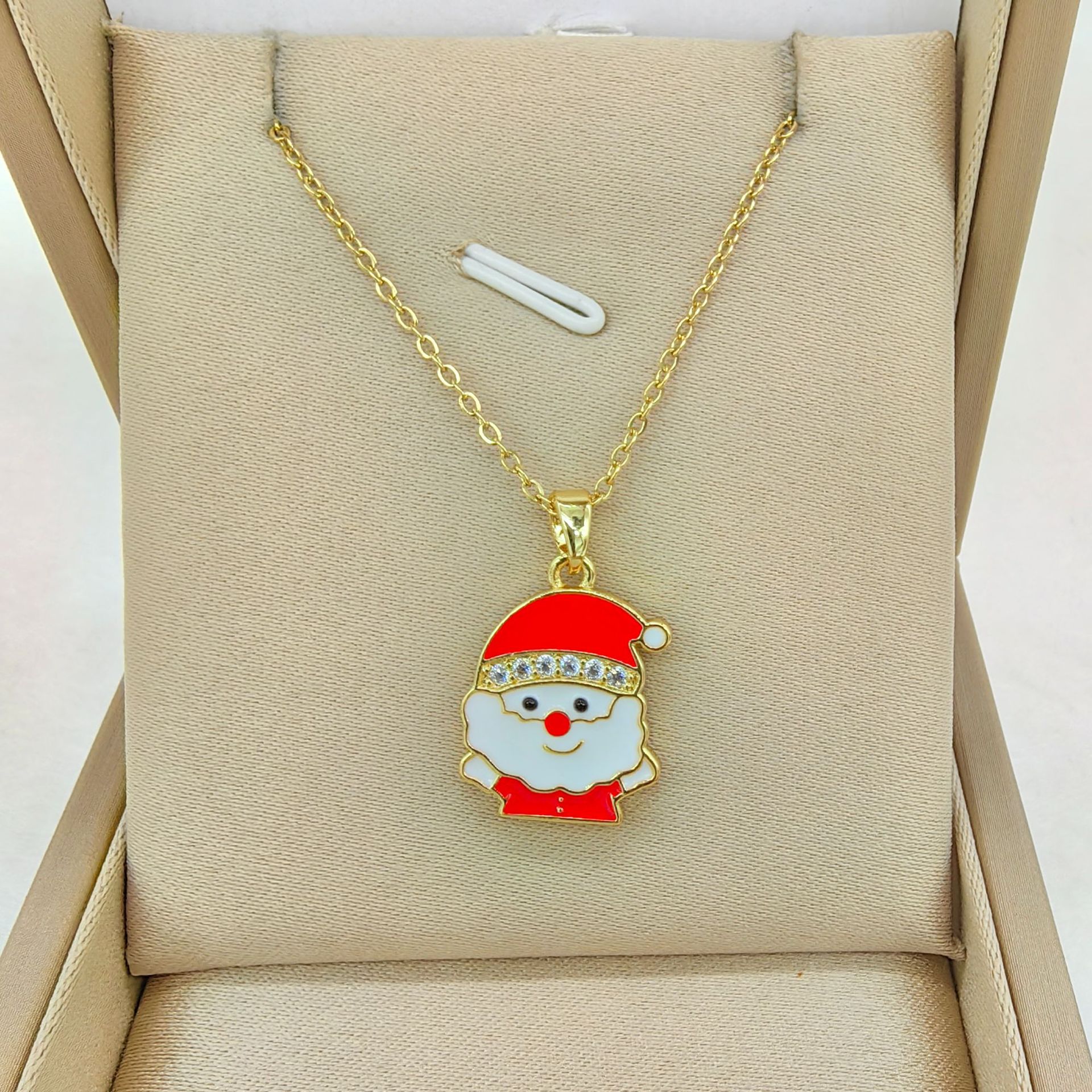 Fashionable necklace with zircon for elderly stainless steel