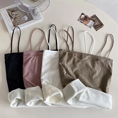 秋冬季辣妹保暖吊帶背心加絨加厚美背內衣女打底內搭抹胸修身上衣