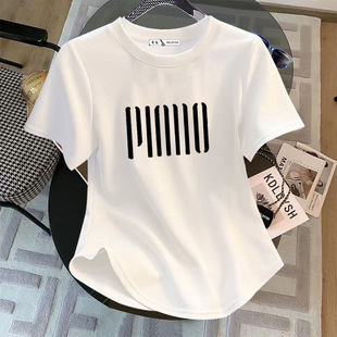 Women's Right Shoulder Short-Sleeved T-Shirt Women's Summer Age-Reducing Slimming Look Asymmetrical Design Short Top