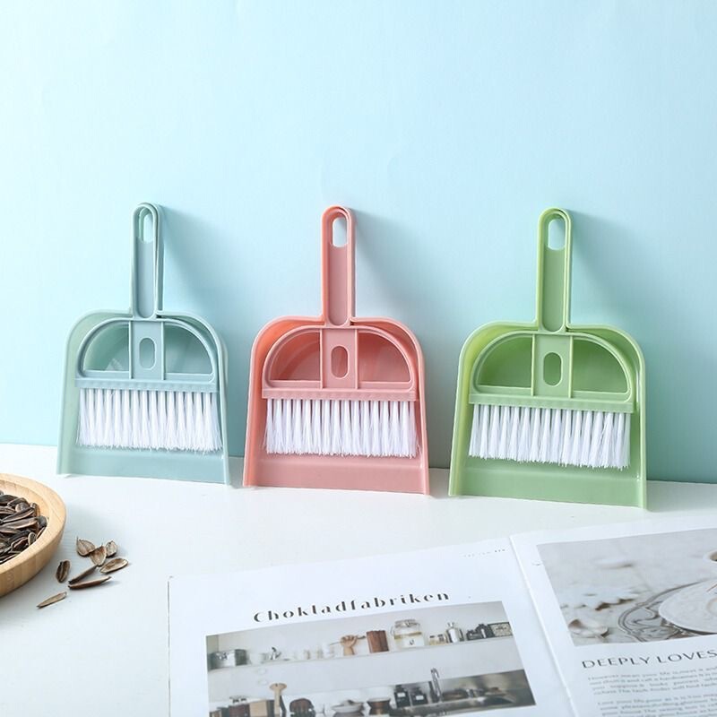 Mini Broom with Dustpan Broom Set Household Office Desktop Dust Brush Computer Keyboard Cleaning Brush