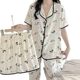 Cross-border Foreign Trade Spring and Summer Pajamas Women's New Cardigan Short-sleeved Trousers Cartoon Home Clothes Shorts suit Wearing
