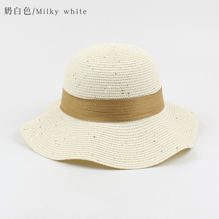 Fashion Bowknot Wave Side Foldable Sunscreen Straw Hat display picture 16