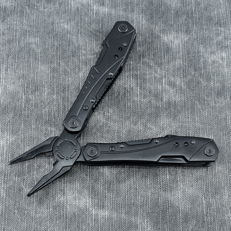 战术Jeep多功能工具钳子不锈钢发黑 野外家用多功能折叠式工具钳