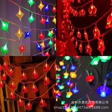 新年喜慶紅燈籠掛件燈串 春節裝飾彩燈閃燈節日布置LED中國結燈串