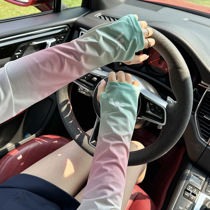 Funda de manga de hielo suelta y transpirable color degradado de verano para conducir Funda de manga de seda de hielo delgada para hombres y mujeres mangas de protección UV para brazos