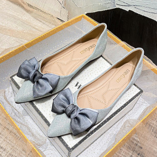 French-Style Flat Pointed Shallow Mouth Women's Shoes Summer 2024 New Loafers Large Size Boat Shoes 41 to 43 Autumn