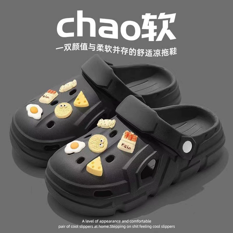 2023 новый стиль туфли с опущенными отверстиями, женская летняя одежда, Нескользящие пляжные сандалии на толстой подошве, мужские и женские с закрытым носком