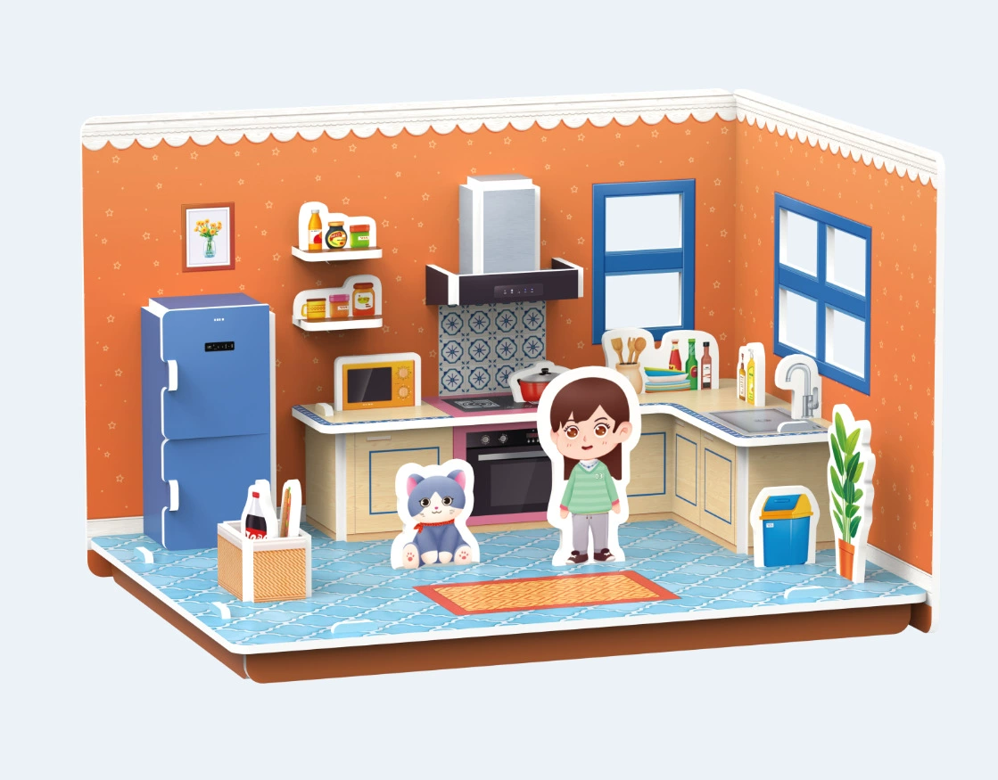 Three dimensional brainteaser, toy, house, interactive constructor, DIY, in 3d format, family style, Birthday gift