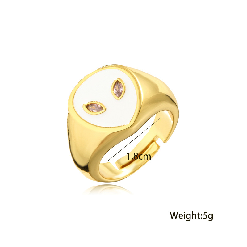 copper dripping oil alien shape open ring wholesale jewelry Nihaojewelry