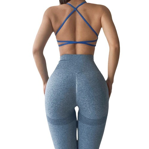 Platice Me Sexy Yoga Breathable Backless Bra Top for Outdoor Fitness Training Low Cup European and American Underwear 987