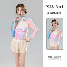 2025新款泳衣连体卡通可爱小兔子印花时尚泳衣连体显瘦两件套泳装