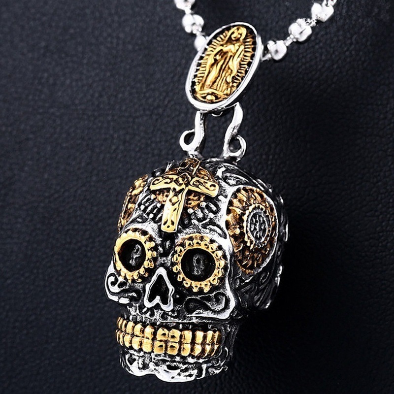 New Fashion Personality Cool Men's Skull Head Pendant Necklace_voghion.com
