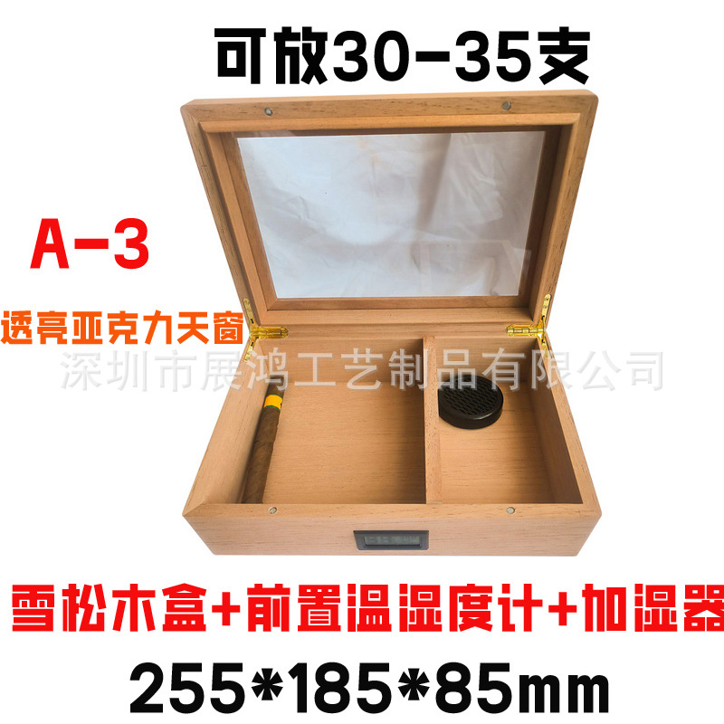 Caja de madera de cedro española, caja de cigarros, claraboyas de madera sólida de doble capa, caja de humidificación portátil de cigarros. image 9