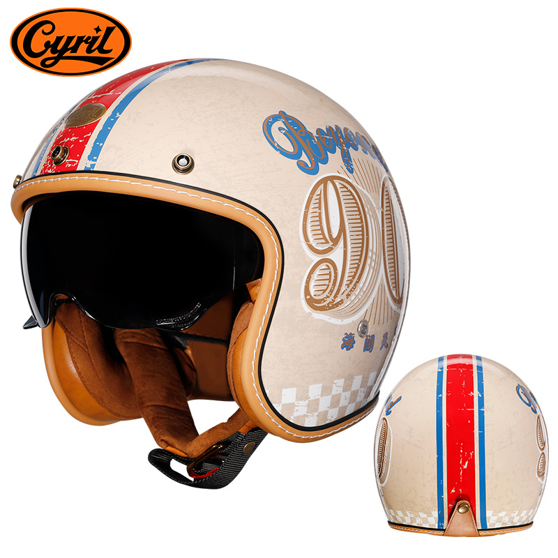 CYRIL casco retro Siro mujer tres cuartos hombre crucero americano verano motocicleta motocicleta medio casco 206