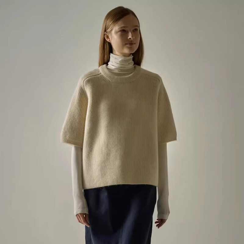 Facade Pattern Women's 2025 Spring & Fall New Style Lazy Style Knitwear Top High-End Round Neck Knitwear