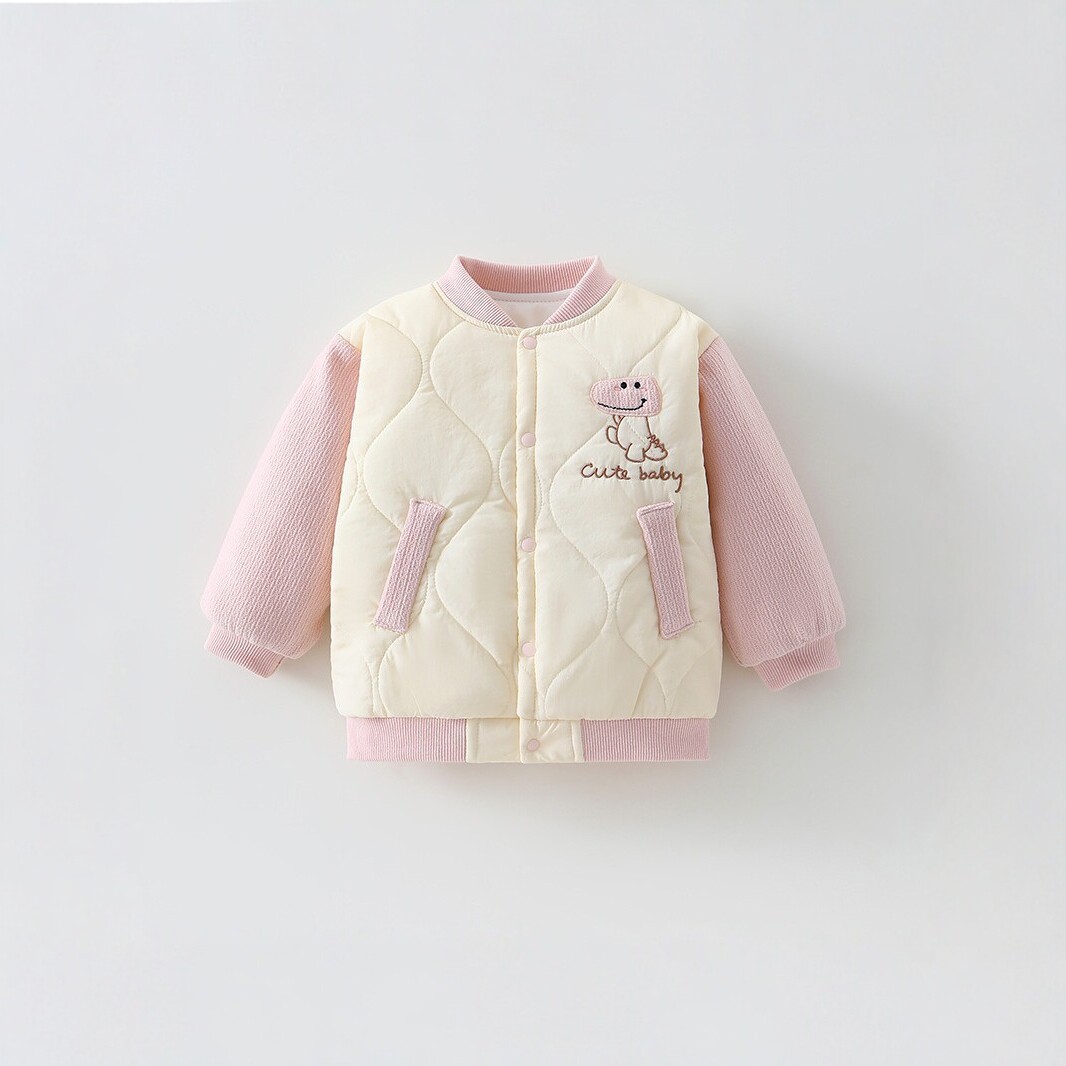 Thick, padded, warm cotton-padded coats for babies and boys in autumn and winter, with stand-up collars and fleece lining.