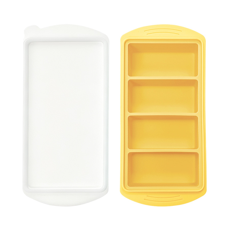 Transfronterizo de silicona gran molde de rejilla de hielo cuadrado con cubierta caja de alimentos suplementarios domésticos caja de congelación fácil de desmoldear caja de conservación de frescura de silicona