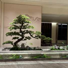 仿真黑松造景仿生罗汉松假松树商场酒店装饰造型迎客松 景观摆件