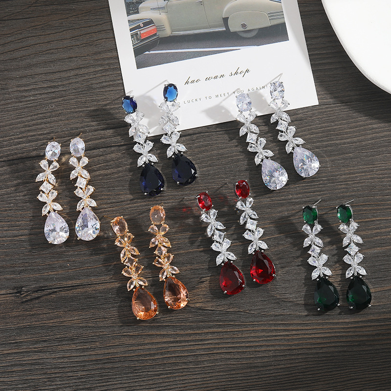 Spille squisite in argento 925 galvanizzato, provenienti da Europa e America, orecchini di alta moda da donna con acqua_voghion.com