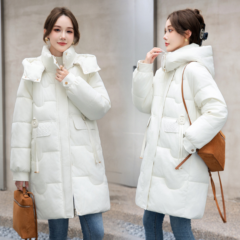 Águacate 2025, ropa de algodón coreana de invierno grande nuevo bolsillo grande, ropa de algodón suelta coreana de tamaño largo image 5