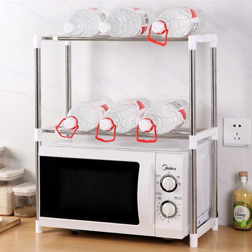 Stainless steel microwave shelf kitchen expandable double-layer desktop countertop oven rack household storage rack