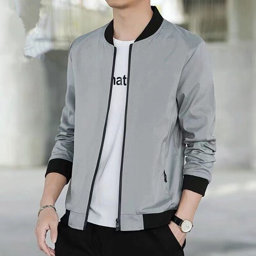 Spring and Autumn Year Korean Version Jacket Men's Outerwear Baseball Collar Trendy Niche Simple Versatile Comfortable Breathable