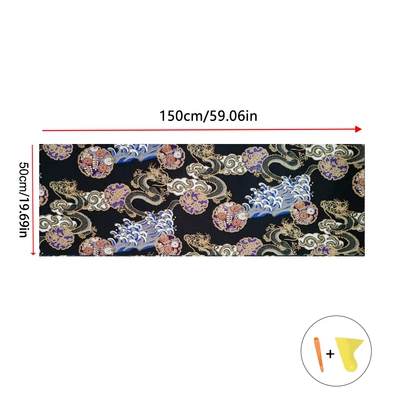 Car interior film – Tide Brocade Embroidery Self-adhesive Cloth - black-sea-dragon