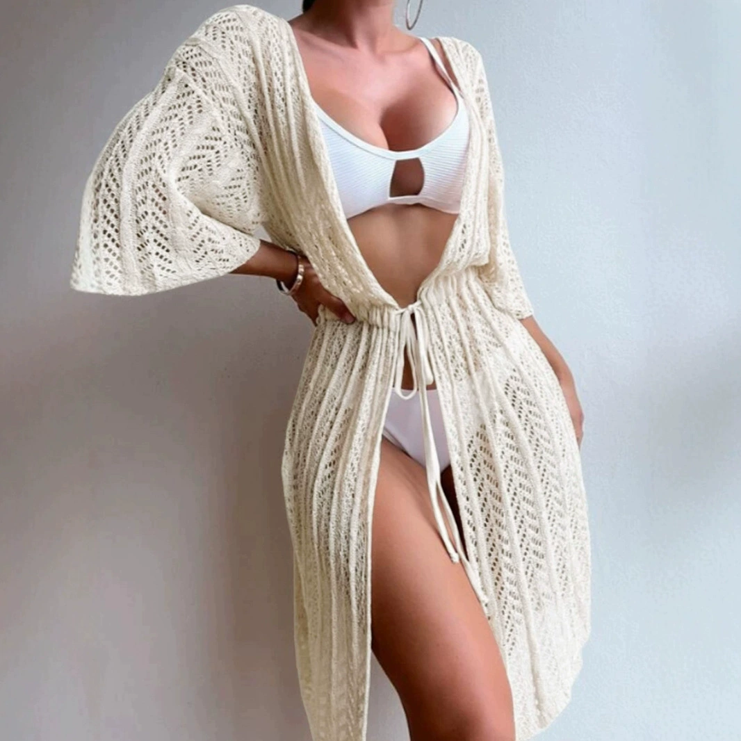 Внешняя торговля трансграничная Европа и амазонка источник женский длинный кардиган с короткими рукавами тонкий пляжный трикотаж весна и лето