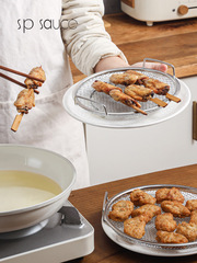 Stainless steel colander chef frying strainer fishing colander double-ear spoon with handle