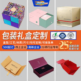 礼品盒定制天地翻盖磁吸书型盒高端精美化妆品包装盒伴手礼折叠盒