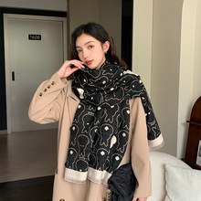 冬季可爱兔兔仿羊绒围巾女爆款韩版时尚围脖加绒防寒保暖百搭披肩