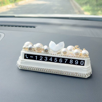 personalized creative goddess style temporary: Nömrəli dayanma kartı - fish-tail-diamond-embellished-bead-parking-tag