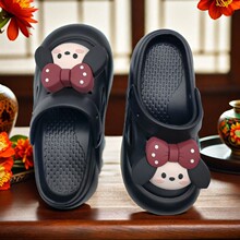 可爱卡通洞洞鞋女防滑厚底蝴蝶结波点小狗夏季包头拖鞋可外穿