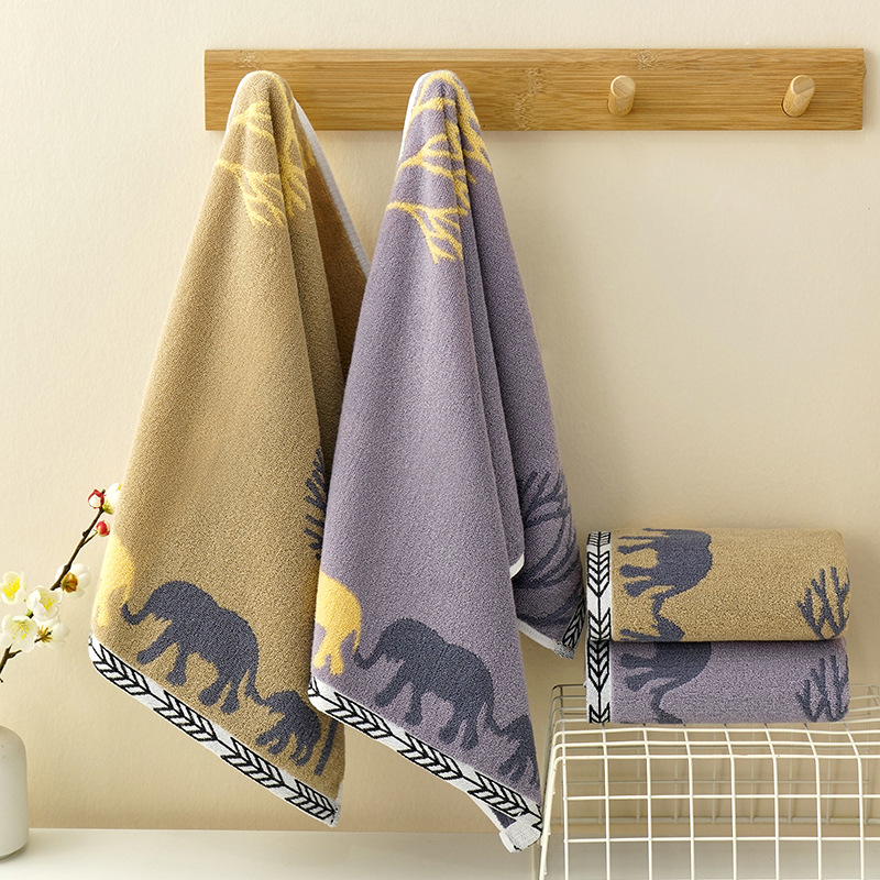 深色男士毛巾彩色柔软全棉不掉毛色织吸水提花居家面巾批发独立装