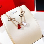 小葫芦手链女V金镀18k玫瑰金白贝母三葫芦镂空红玛瑙手饰厂家批发