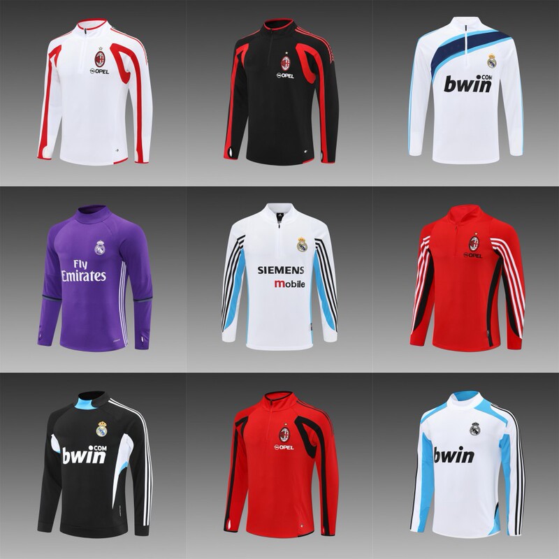 Retro Ac Real Madrid Barcelona Arsenal Manchester United Atletico Ajax Autumn and Winter Long-Sleeved New Football Uniform Training Uniform