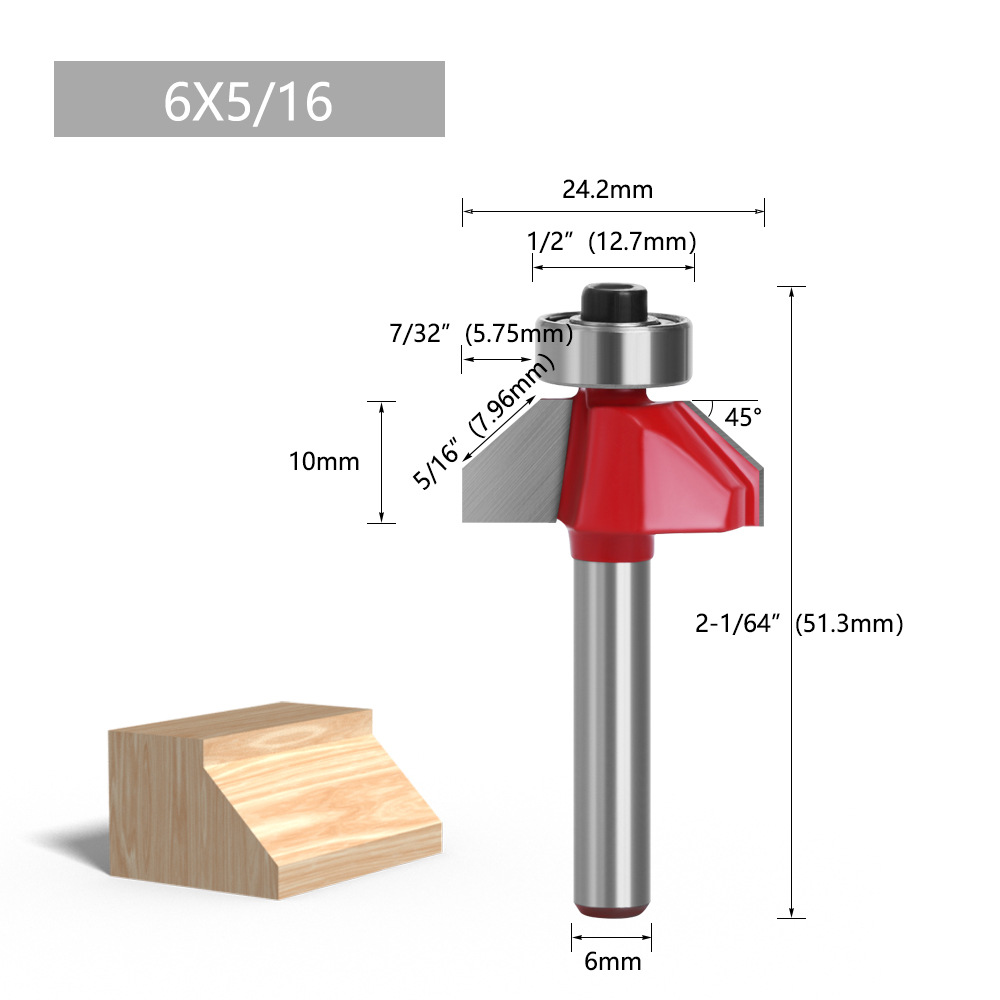 1/4 mango 6-MANGO Bevel cuchillo de encaje cuchillo redondo de carpintería semicírculo alivio cuchillo de carpintería fresadora máquina de corte