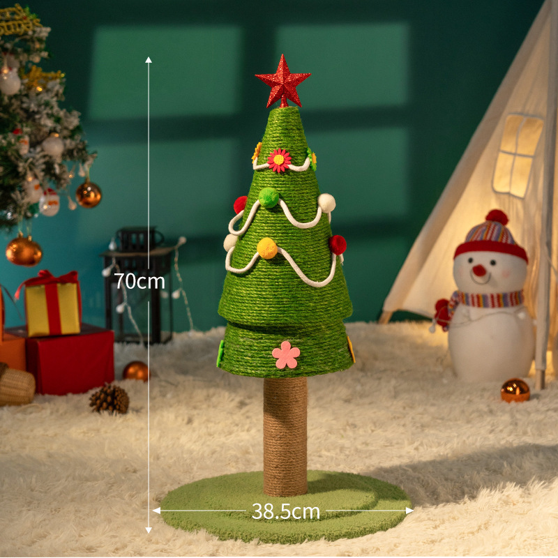 クリスマス猫クライミングフレーム、猫の巣、猫の木、冬用ベルベット猫フレーム、小型、スペースをとらない、サイザル麻の耐摩耗性猫スクラッチポール|undefined