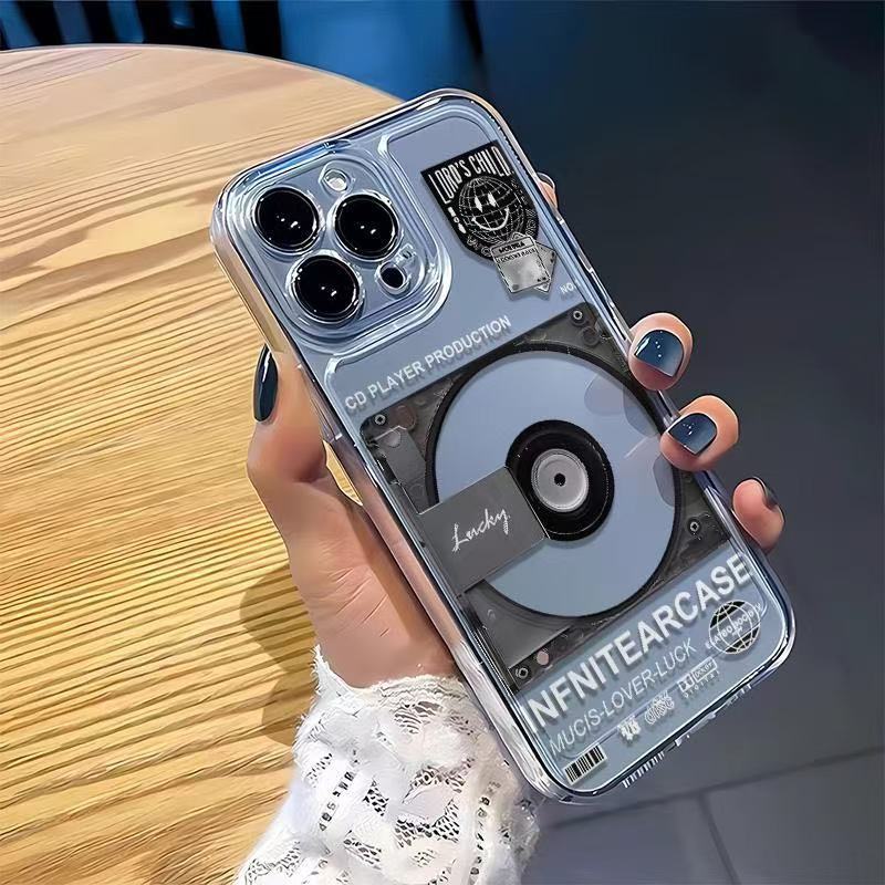 CD retro europeo y americano para iphone15promax funda para teléfono móvil 11 transparente Apple 16 anti-caída 14pro1 3/12