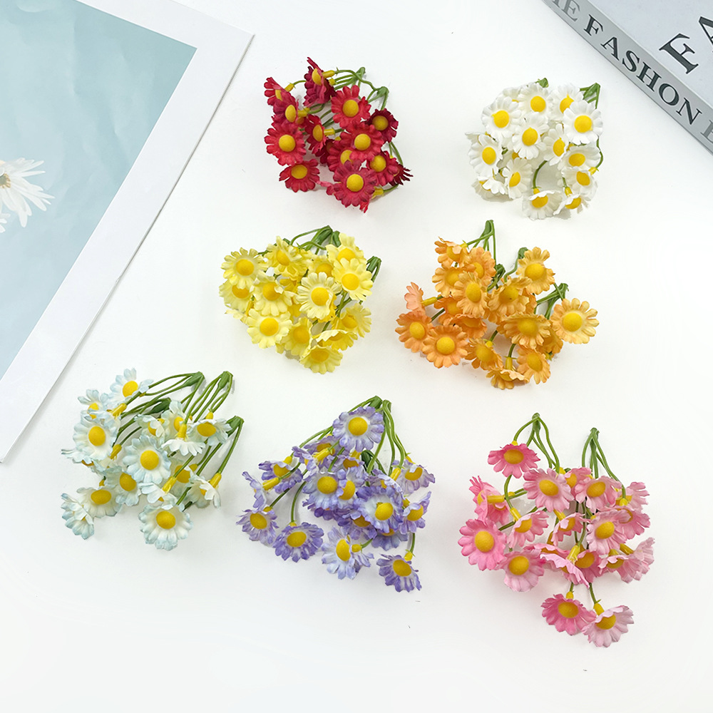 Mini serie de 5 flores de margarita DIY accesorios de flores hechos a mano materiales de fotografía de flores falsas props