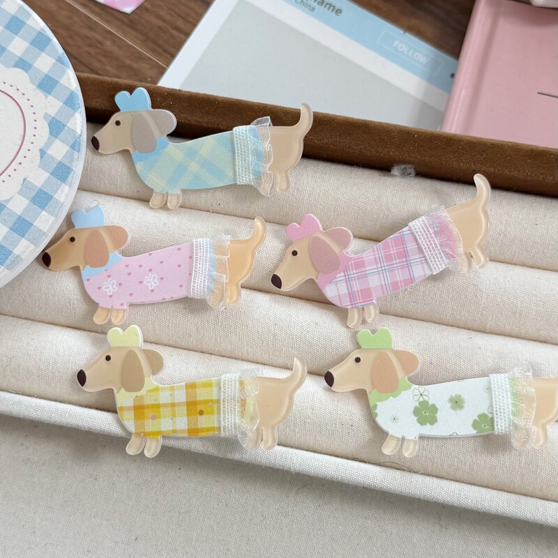 New Girly Heart Skirt Dachshund Acrylic Hairpin Ins Sweet Girly Heart Bangs Side Cartoon Headdress New Girly Heart Skirt Dachshund Acrylic Hairpin Ins Sweet Girly Heart Bangs Side Cartoon Headdress